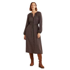 Boden New Size 20/22R Diamond Bud Black Button Front Tie Waist Detail Midi Dress